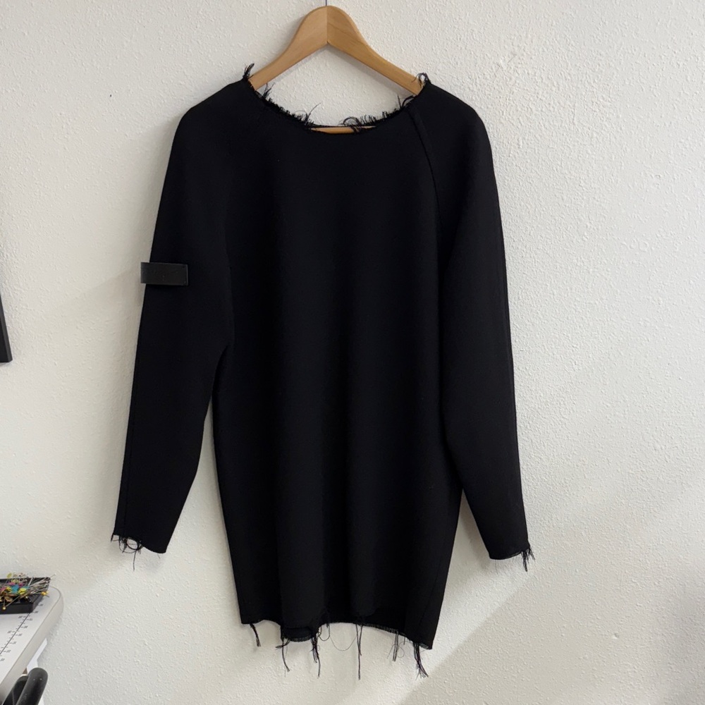 Wolfgang Prague designer Chic Black Frayed heavy wool Sweater avant garde goth